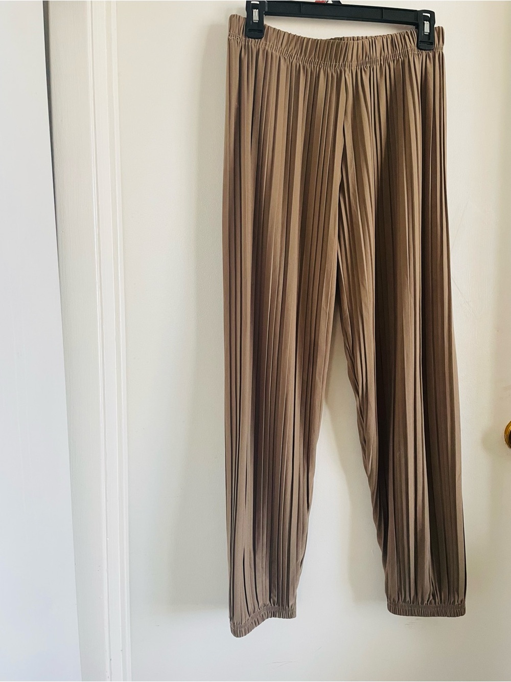 Jon & Anna Pleated Straight Leg Pants in Taupe Brown